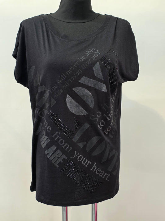 Schwarzes T-Shirt mit Glitzer